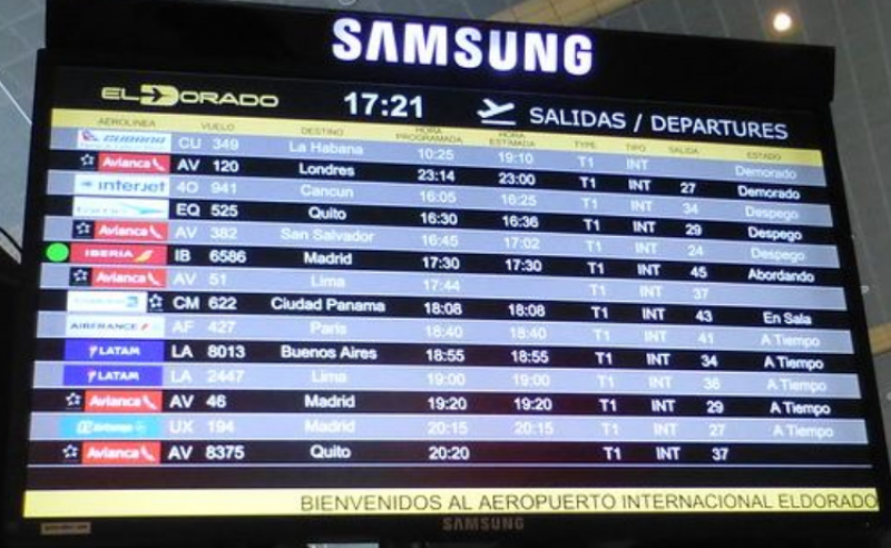 Programación de vuelos para el mes de agosto en Colombia