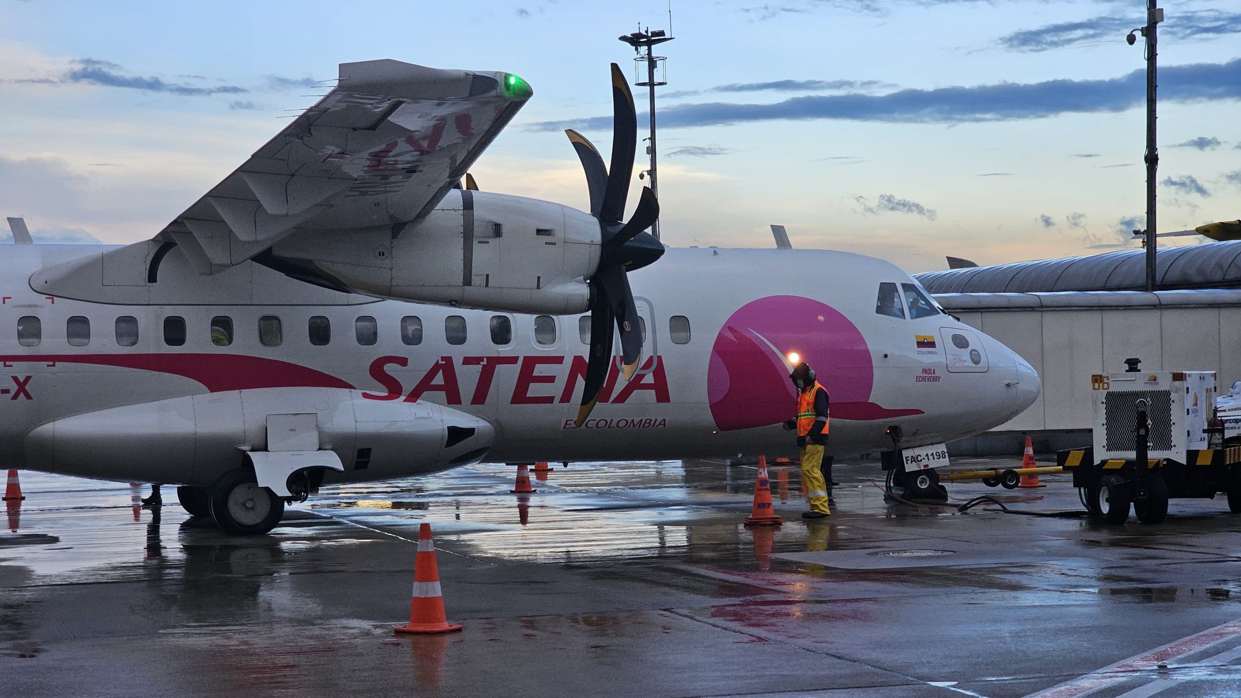 Satena pinta un avión color rosa
